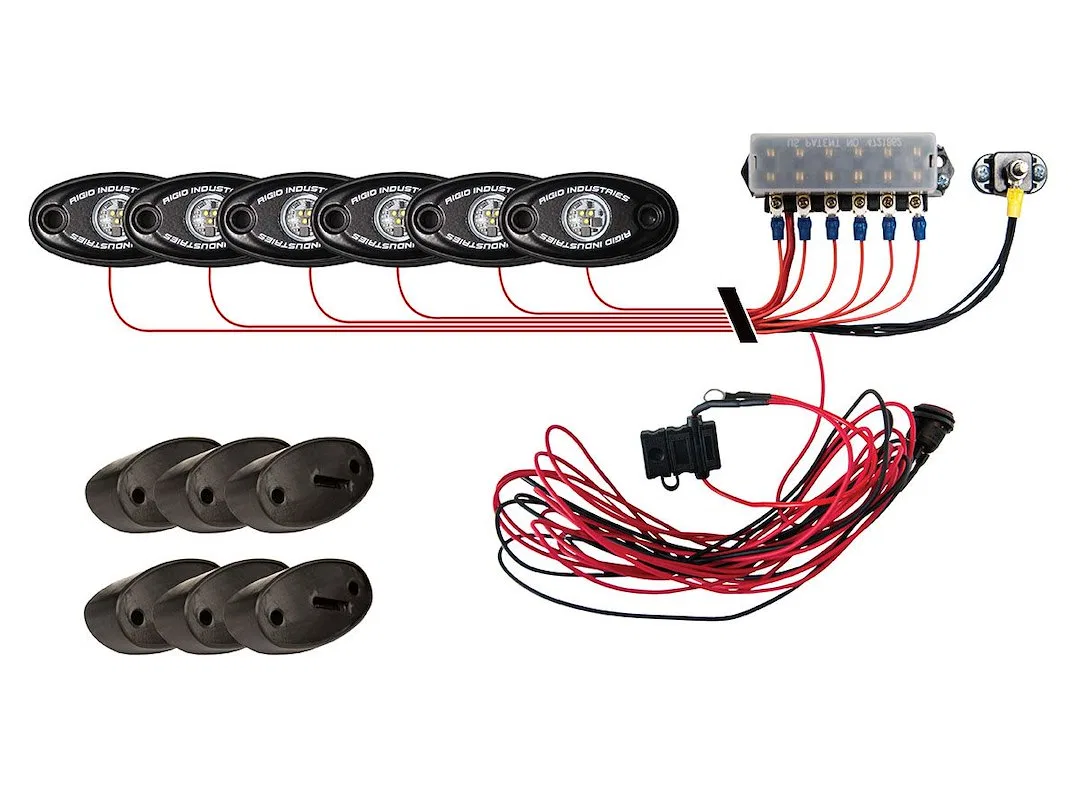 400293 – RIGID IND Underbody Light Kit, Underbody Mount LED Amber Light Clear Lens 24 Watts With 6 Light Pods/ Wiring...